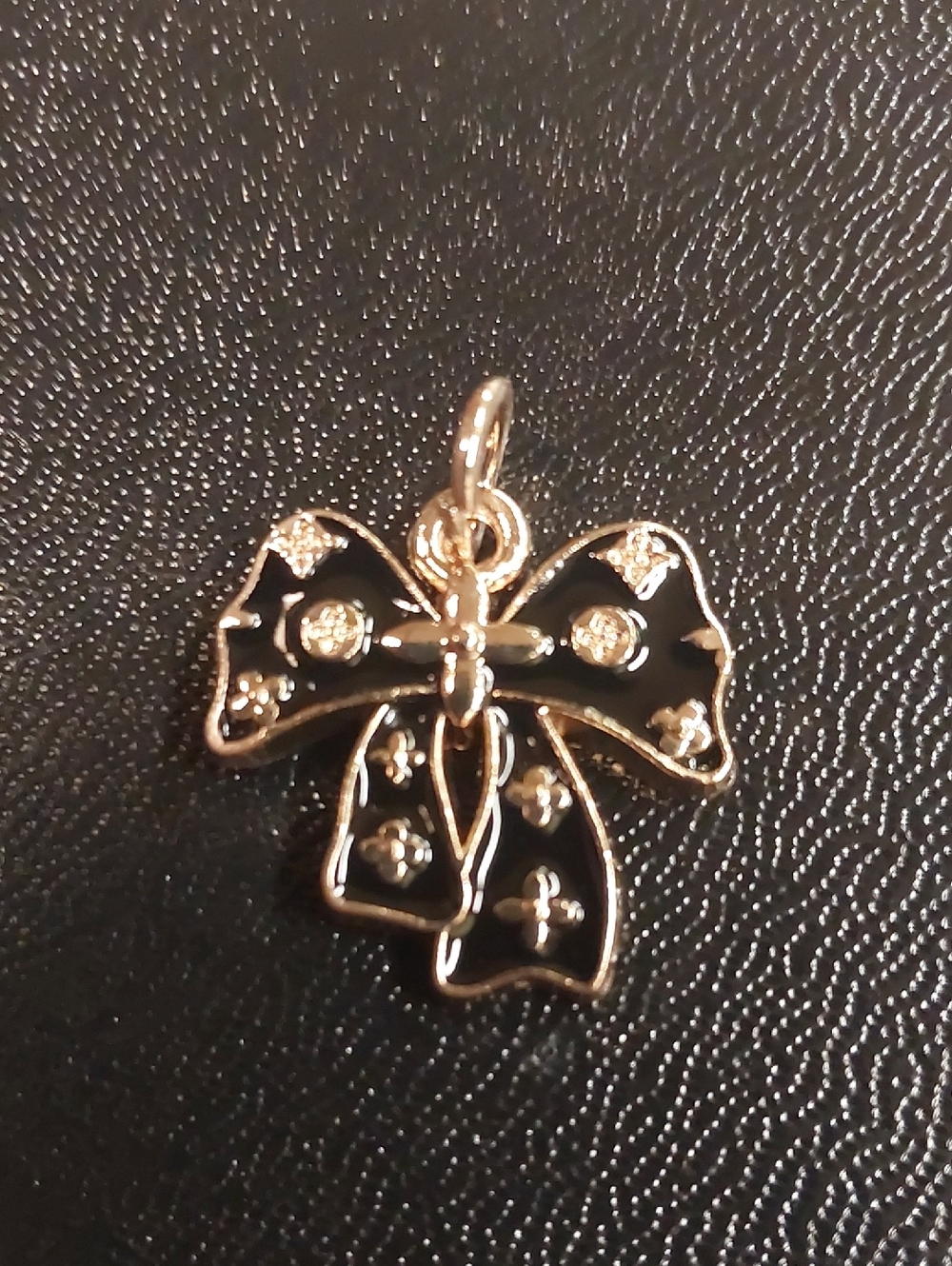 LV Gold & Black Enamel Bow Charm Pendant